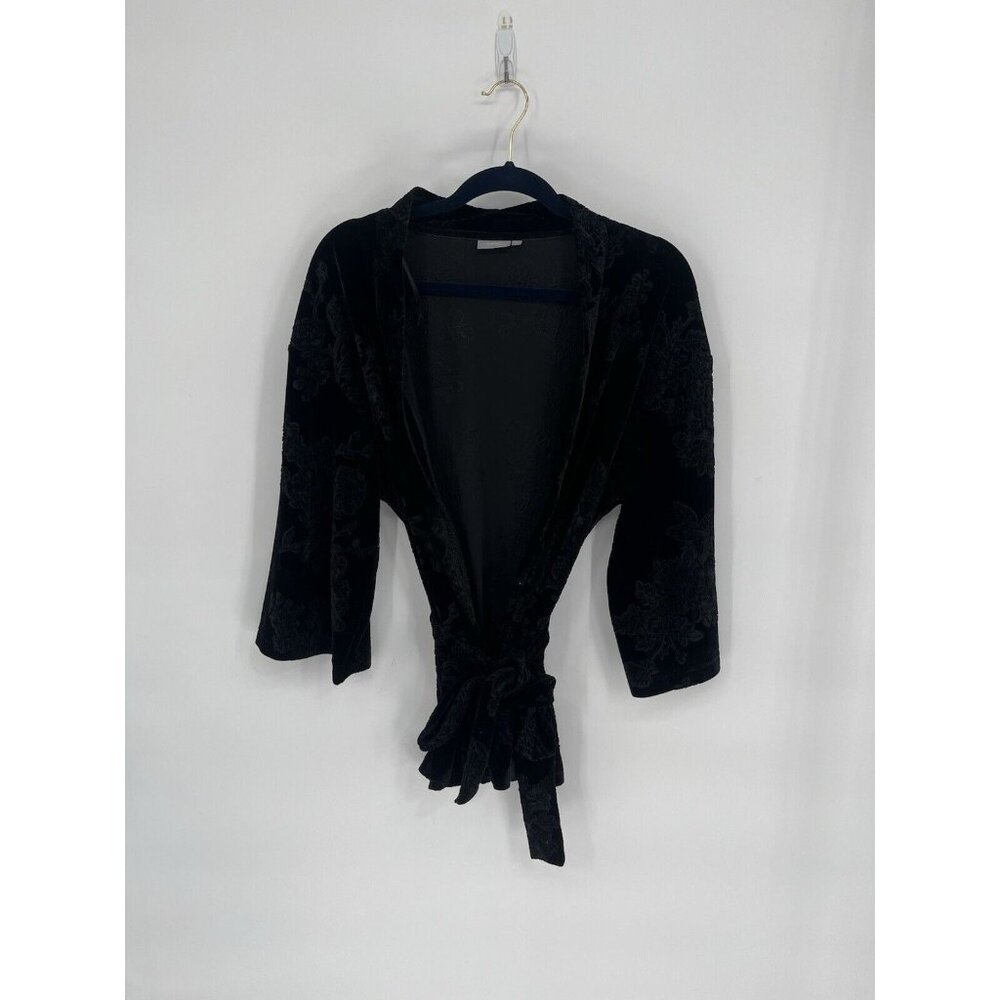 b.‎ Young Black Velvet burnout floral robe with tie Size L